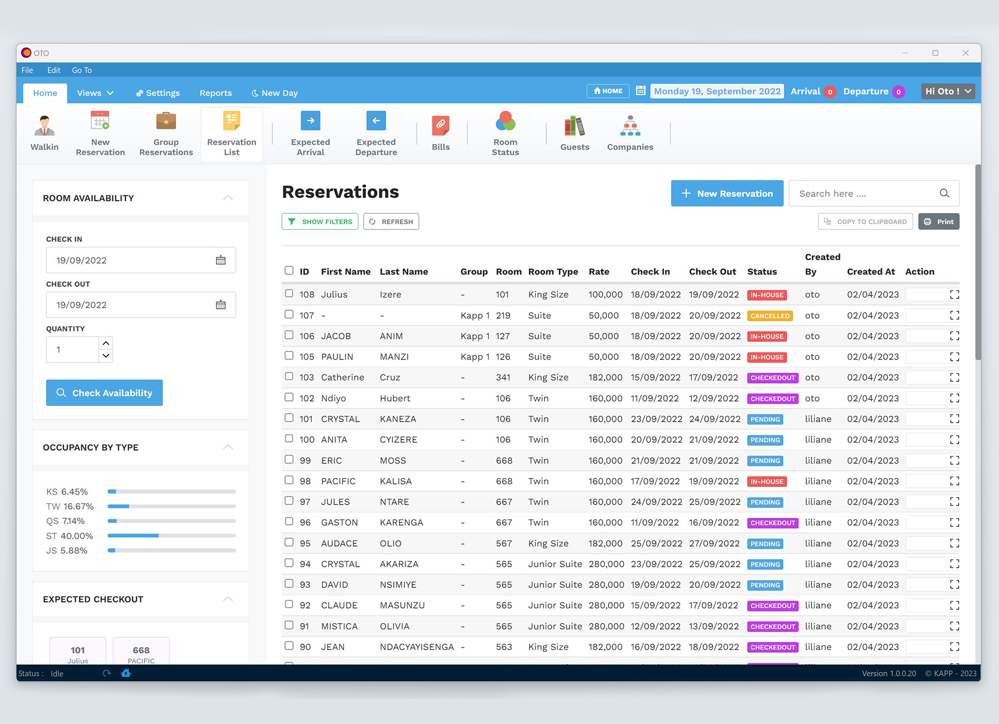 Frontdesk Reservations
